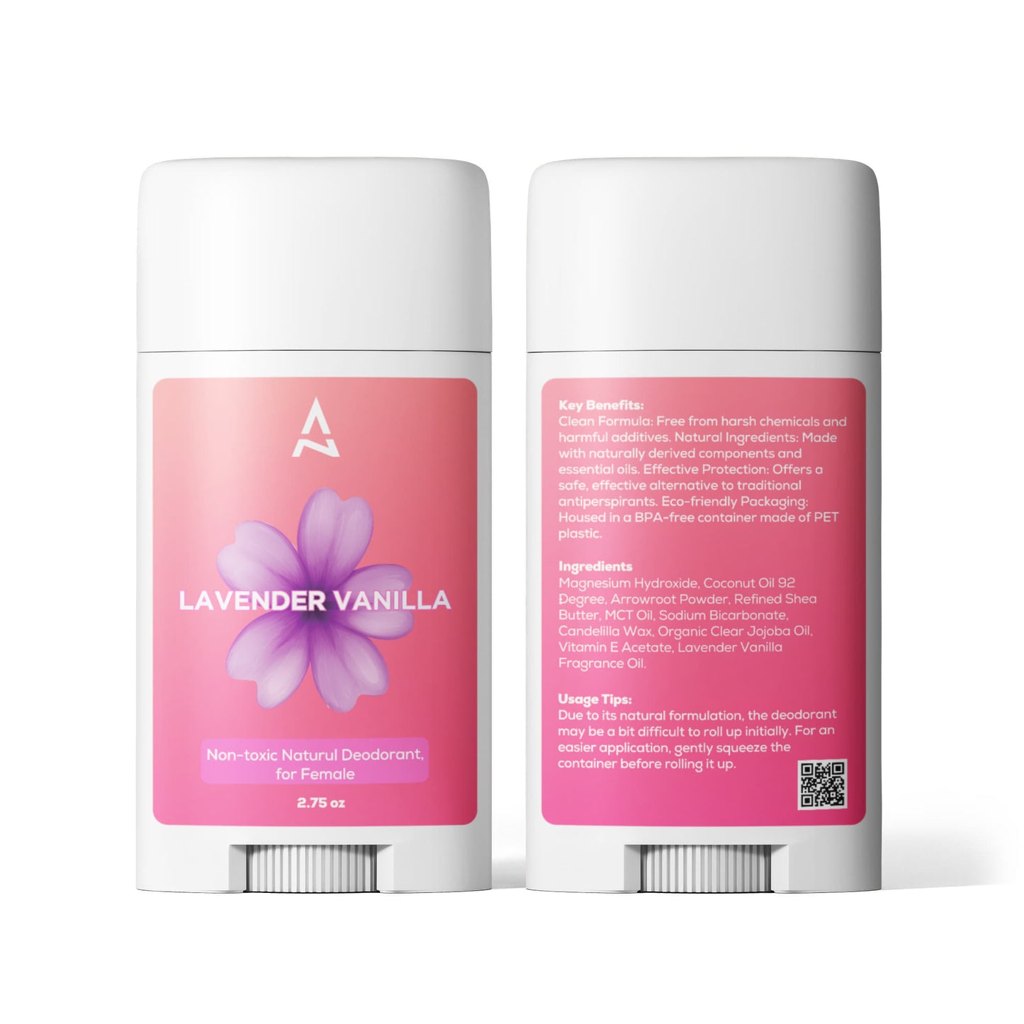 Lavender Vanilla Deodorant for Women, 2 Pack